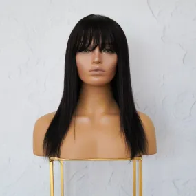 VICTORIA Black Human Hair Fringe Wig 16" **READY TO SHIP**