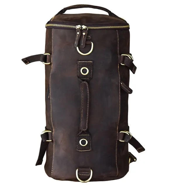 Vintage Leather Shoulder Men's Backpack