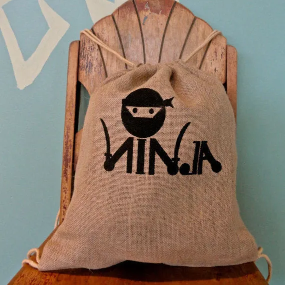 WALK MORE Jute / Burlap drawstring backpack