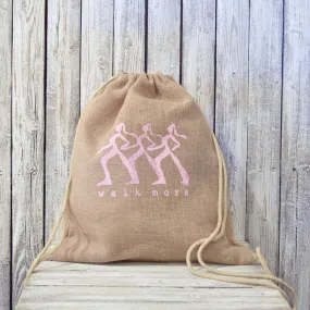 WALK MORE Jute / Burlap drawstring backpack