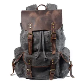 Waxed Canvas Waterproof Drawstring Backpack for Men and Women