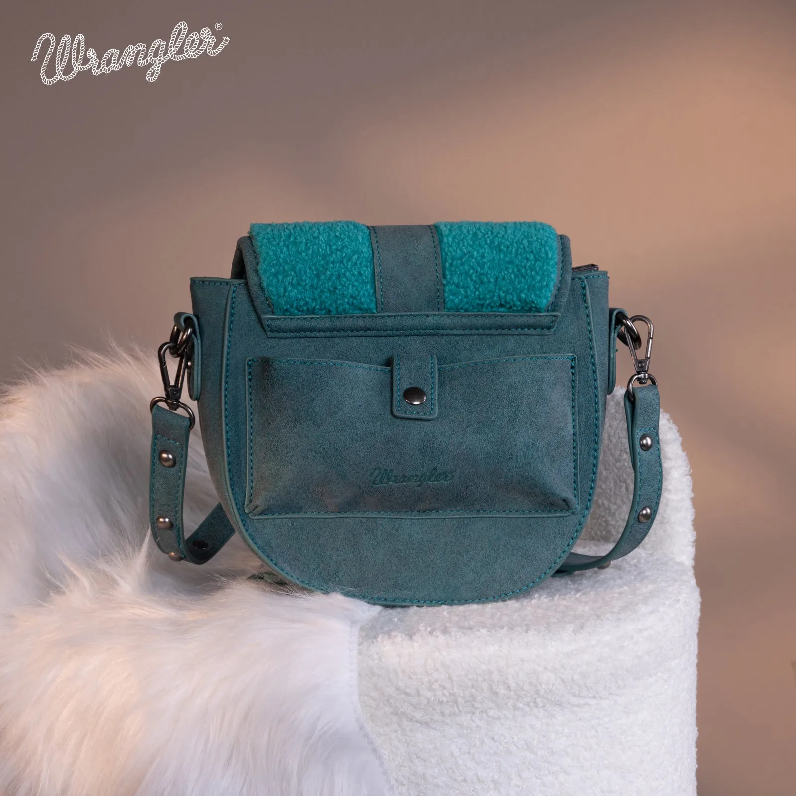 WG160-6010  Wrangler Sherpa Saddle Bag Crossbody - Turquoise