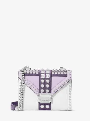 Whitney Small Studded Tri-Color Saffiano Leather Shoulder Bag