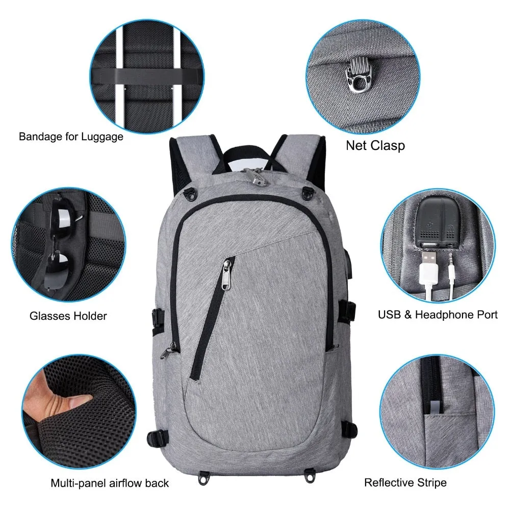 XQXA Computer Backpacks USB Outdoor Travel Charging Multi-function Anti-theft Backpack Men Basketball