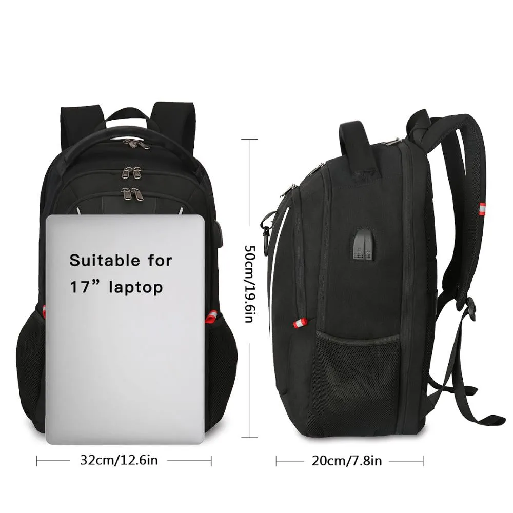 XQXA Men&#39;s 17 Inch Laptop Backpack Travel Rucksack Women Teenagers School With Anti-theft Lock USB Charging