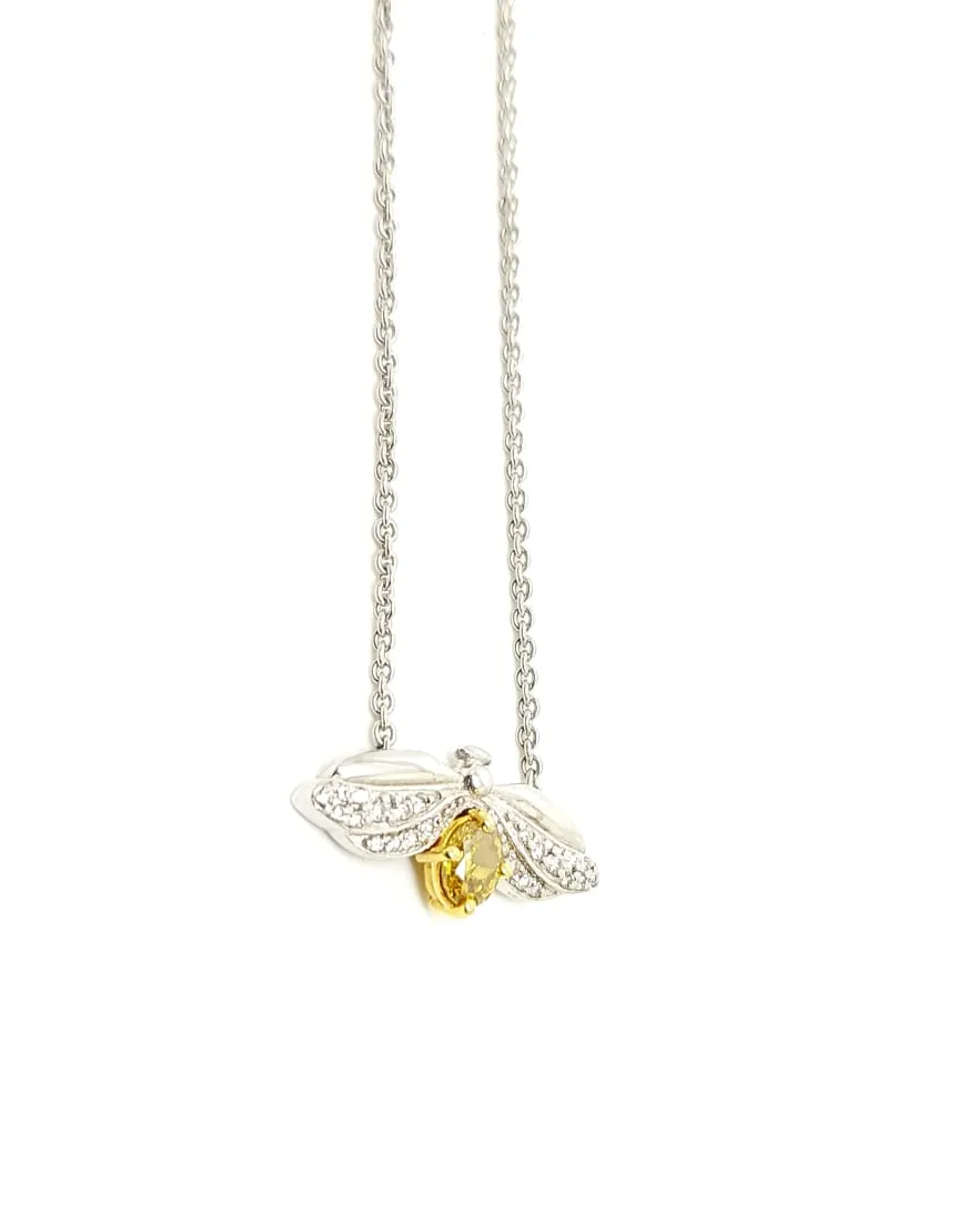 Yellow and White  Diamond Fly Necklace in 14k Yellow and White Gold AD NO. 2215